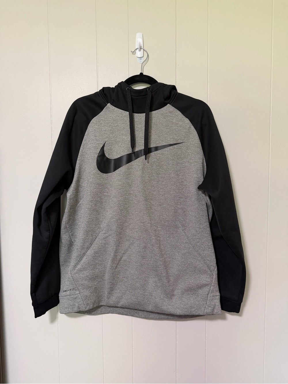 Nike Two-Tone Gray and Black Pullover Hoodie with Swoosh